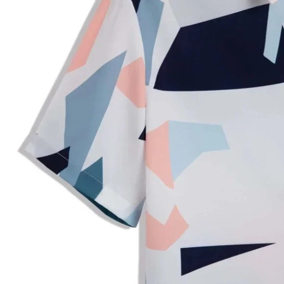 White Casual Men's Geometric Print Shirt - Picture 5 of 6